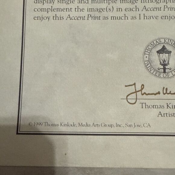 Thomas Kinkade Accent Silent Night 1999 Collectors Series COA 2000 Framed 9.5x11 - Picture 8 of 10